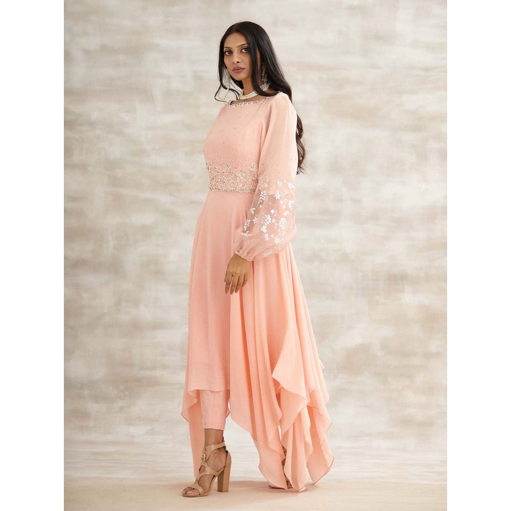 MANDIRA WIRK Peach Embellished Tunic with Pant (Set of 2)