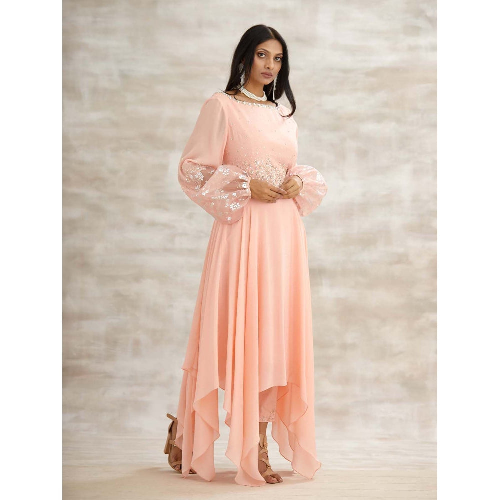 MANDIRA WIRK Peach Embellished Tunic with Pant (Set of 2)