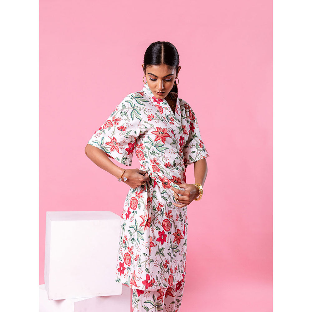 MARCHE White Dahlia Kimono Co-Ord (Set of 2)