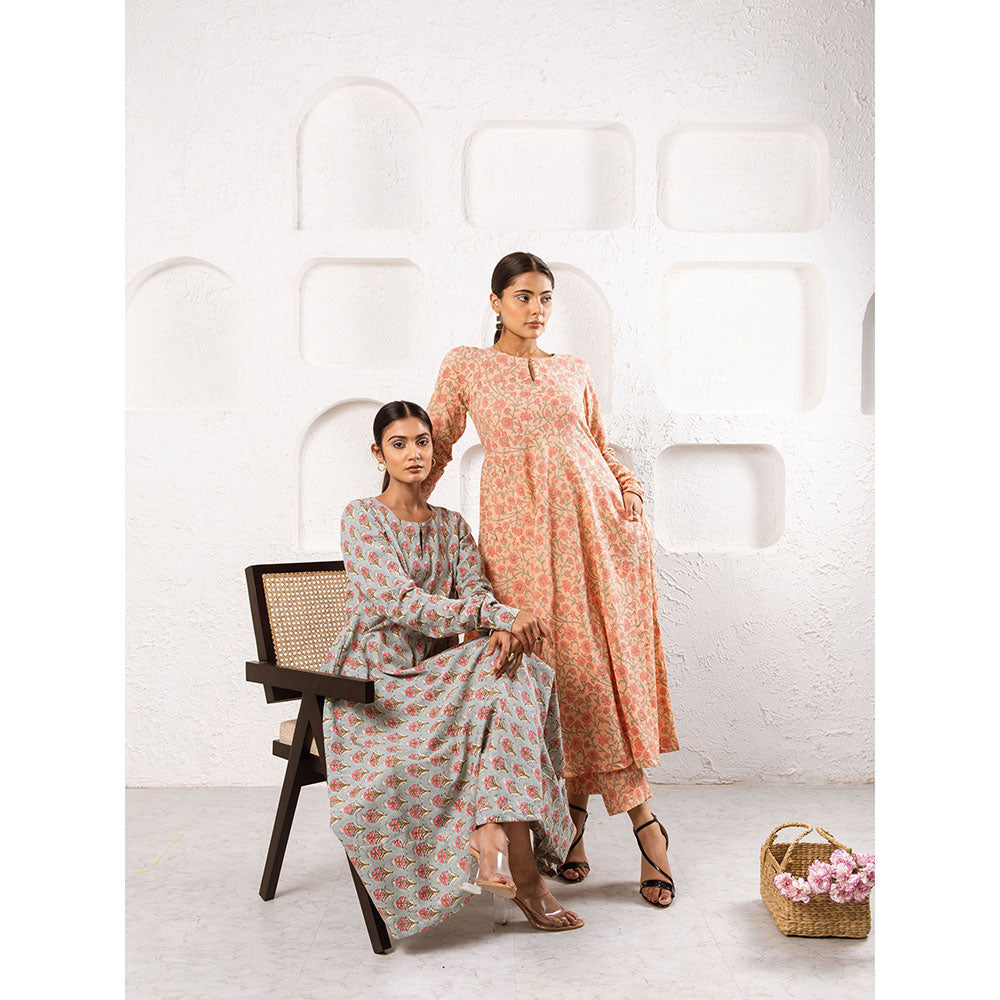 MARCHE Peach Pansy Dhoti Co-Ord (Set of 2)