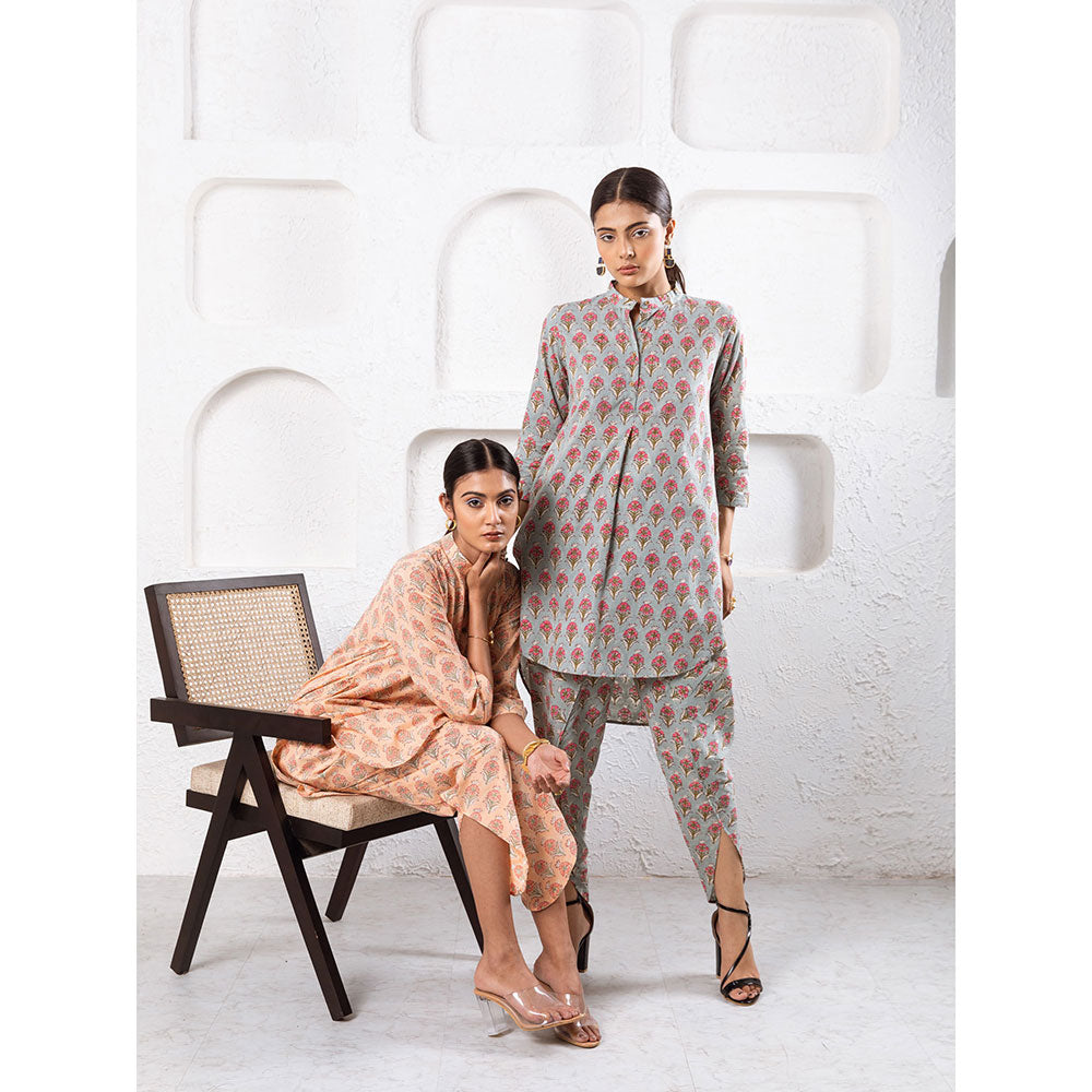 MARCHE Grey Pansy Dhoti Co-Ord (Set of 2)