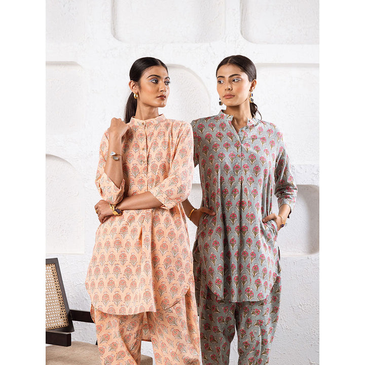 MARCHE Grey Pansy Dhoti Co-Ord (Set of 2)