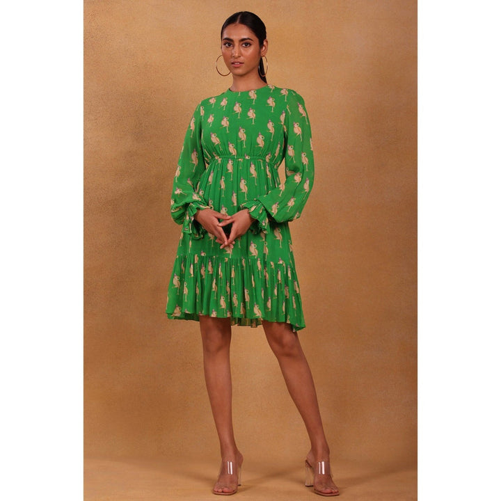 Masaba Green Trixie Tiered Dress