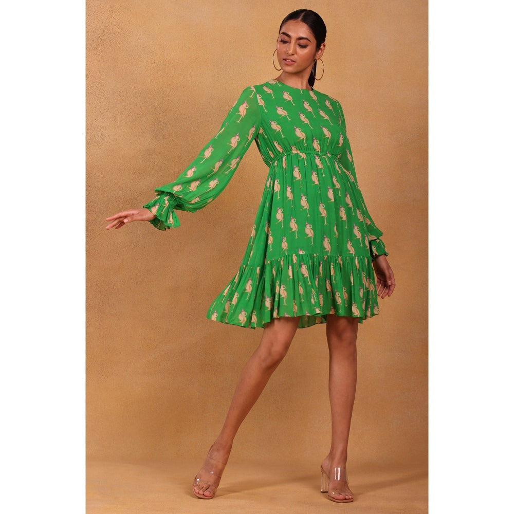Masaba Green Trixie Tiered Dress