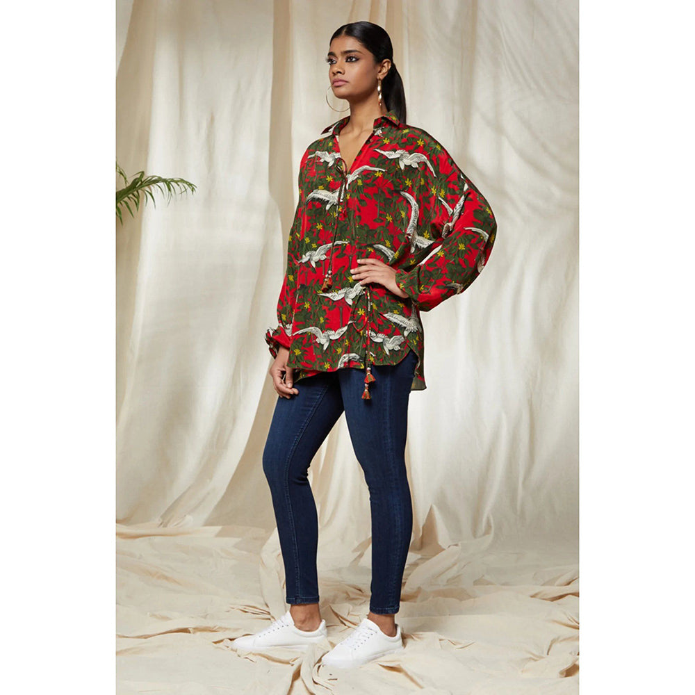 Masaba Red Fire of Forest Wrap Shirt