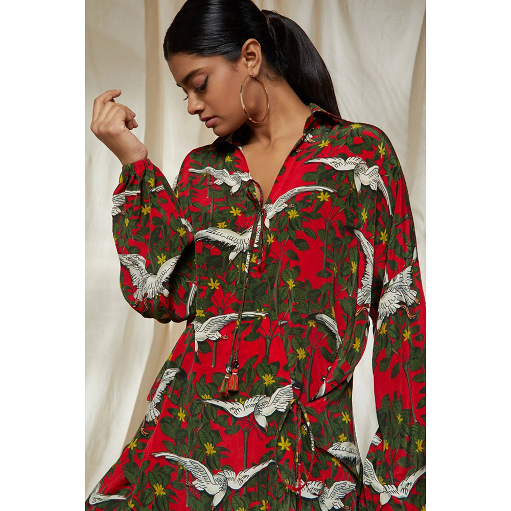 Masaba Red Fire of Forest Wrap Shirt