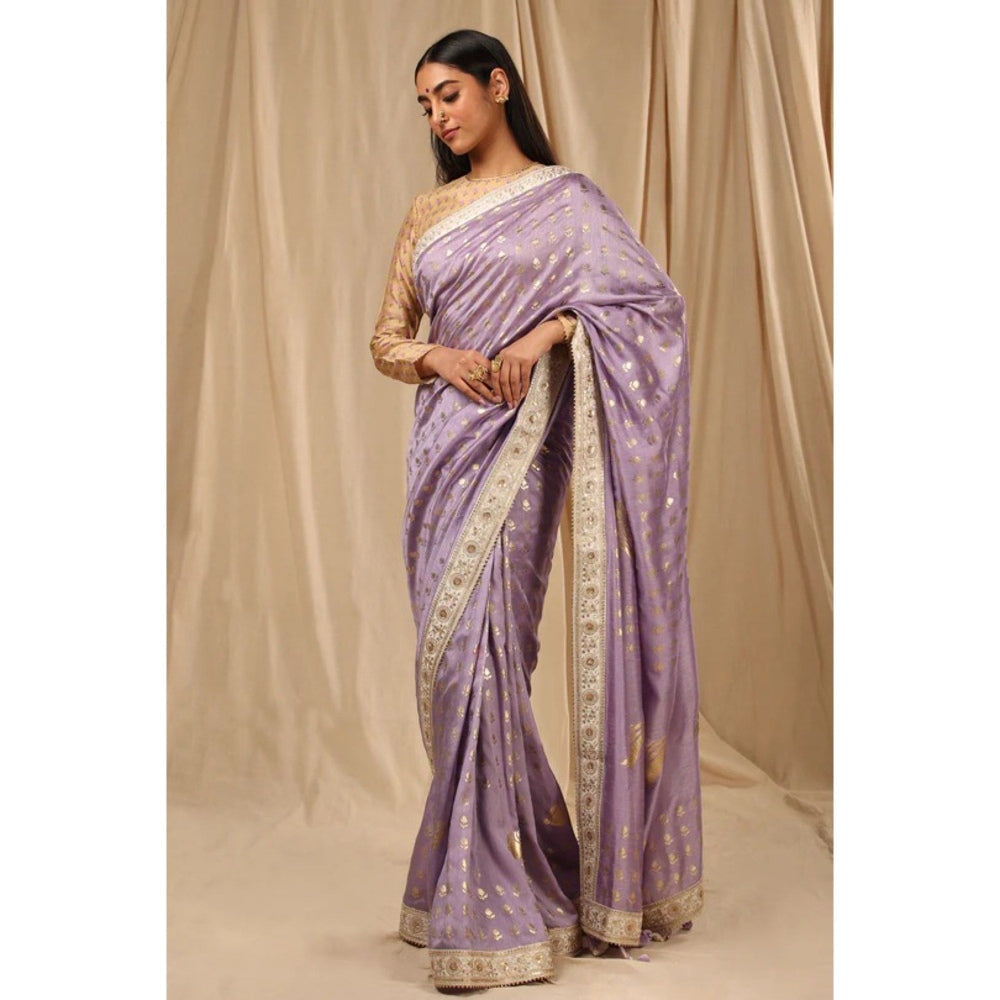 Masaba Lilac Lovebird in the Garden Saree with Unstitched Blouse