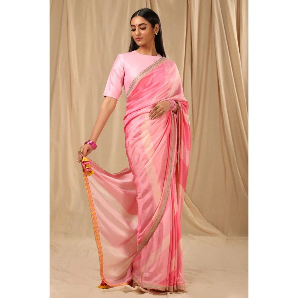 Masaba Pink Sorbet Saree with Unstitched Blouse