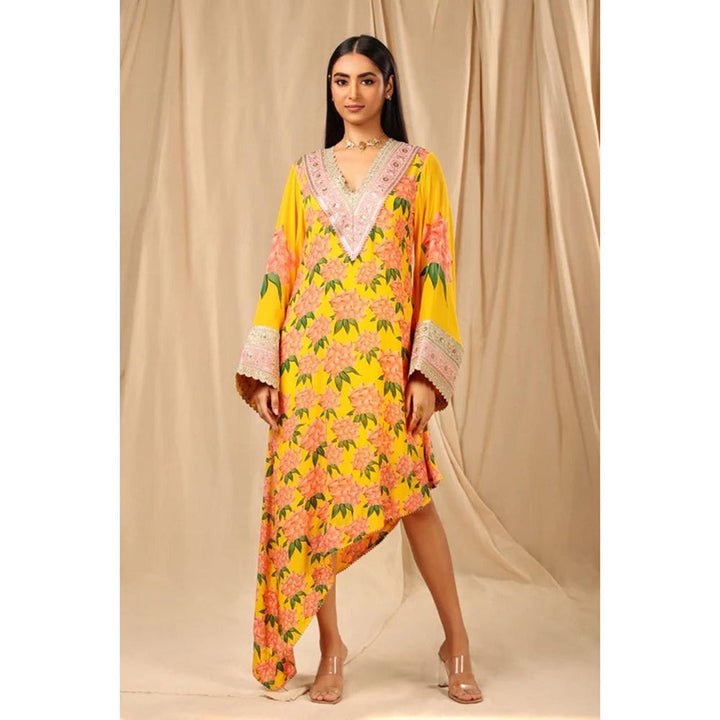 Masaba Sunshine Yellow Candy Swirl Kaftan (Set of 2)