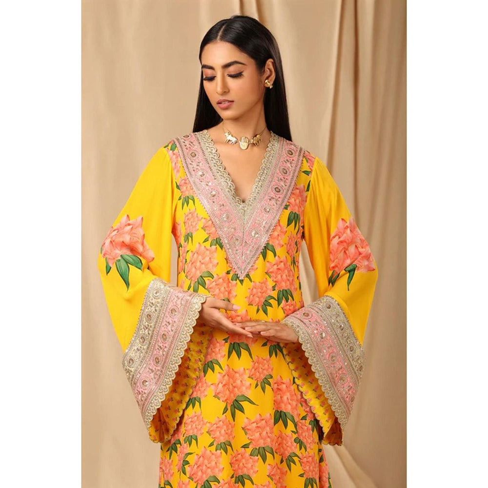 Masaba Sunshine Yellow Candy Swirl Kaftan (Set of 2)