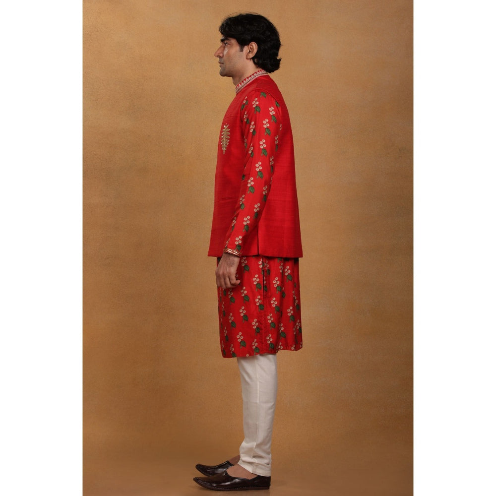 Masaba Red Embroidered Nehru Jackets