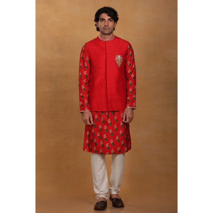 Masaba Red Embroidered Nehru Jackets