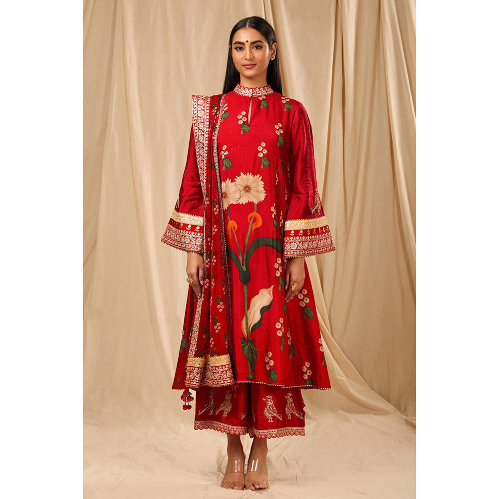 Masaba Red Spring Blossom Culotte (Set of 3)