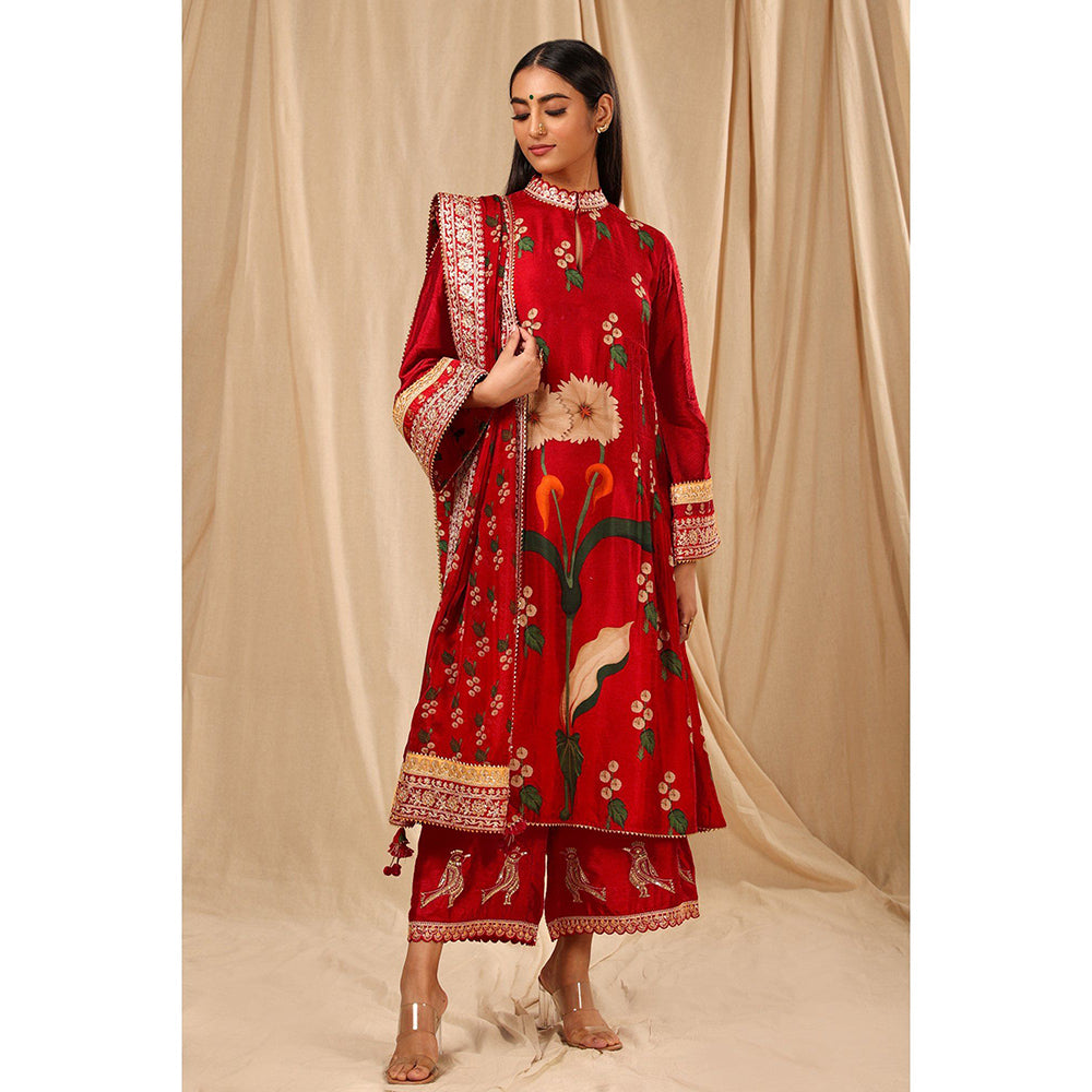 Masaba Red Spring Blossom Culotte (Set of 3)