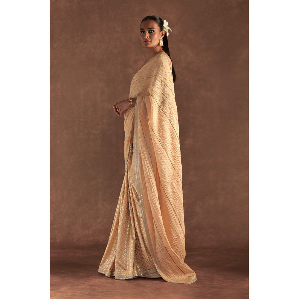 Masaba Beige Crushed Honeycomb Saree with Unstitched Blouse