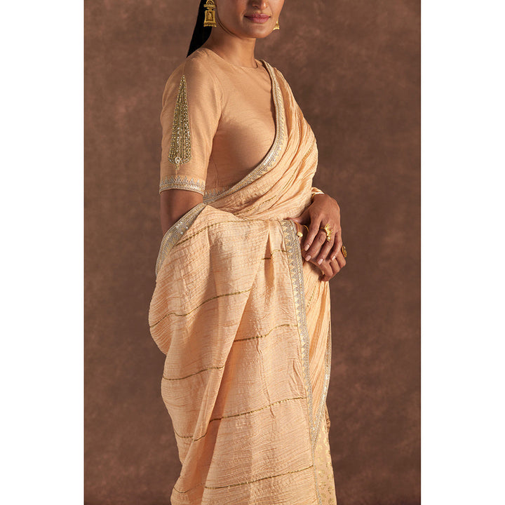 Masaba Beige Crushed Honeycomb Saree with Unstitched Blouse