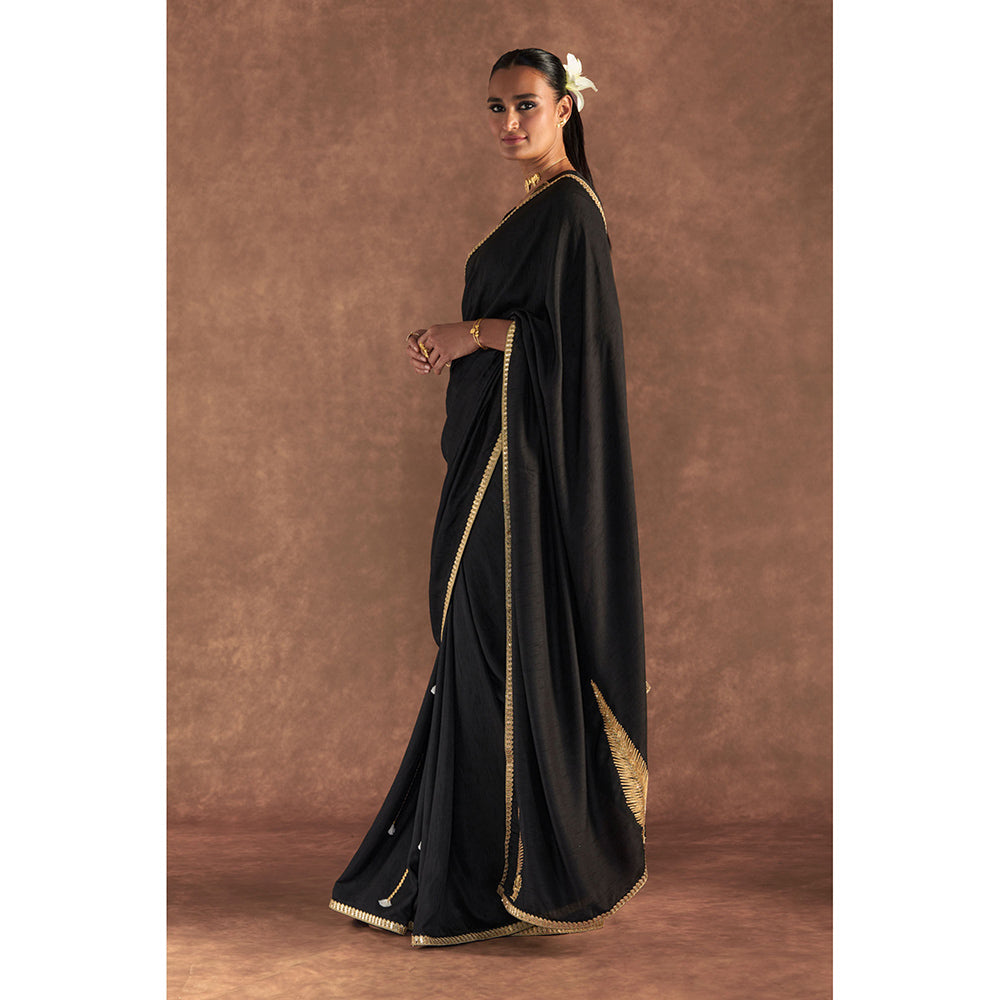 Masaba Black 'Paan-Patti' Saree with Unstitched Blouse