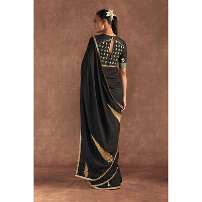 Masaba Black 'Paan-Patti' Saree with Unstitched Blouse
