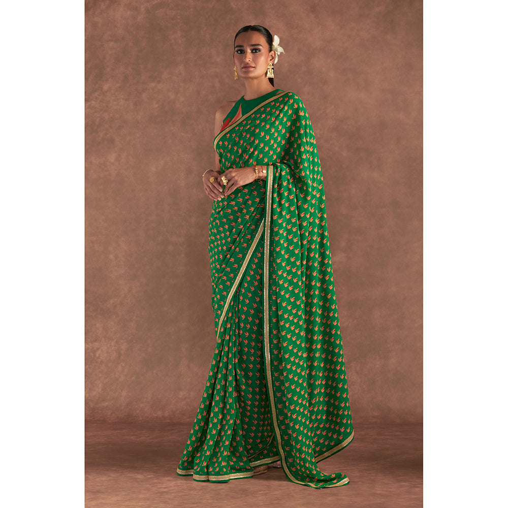 Masaba Green Nectar Cup Saree with Unstitched Blouse