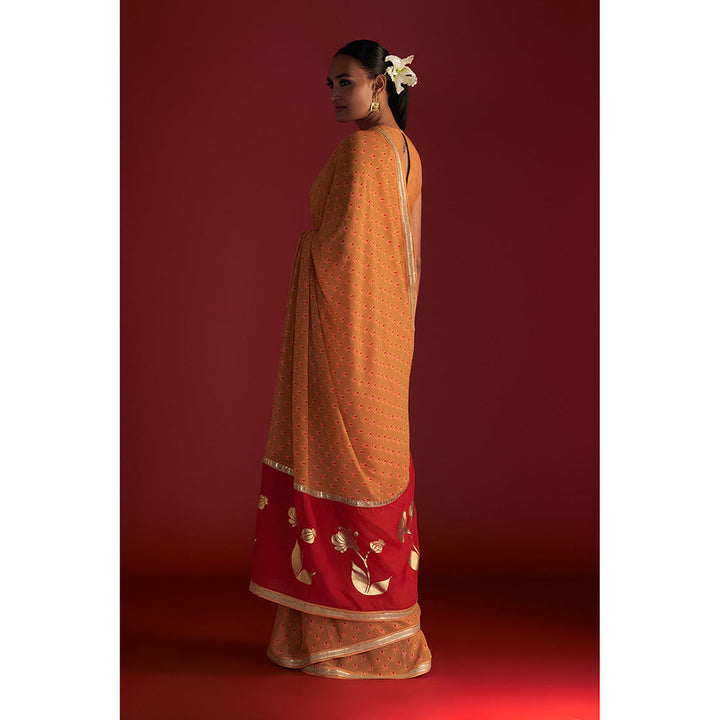 Masaba Caramel Nectar Cup Saree with Unstitched Blouse