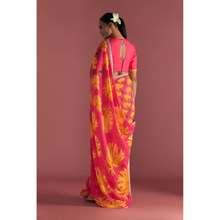 Masaba Berry Pink Mist Saree with Unstitched Blouse