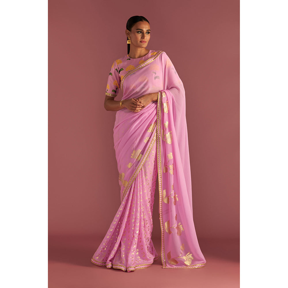 Masaba Blush Spring Bud Saree with Unstitched Blouse