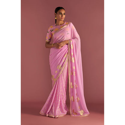 Masaba Blush Spring Bud Saree with Unstitched Blouse