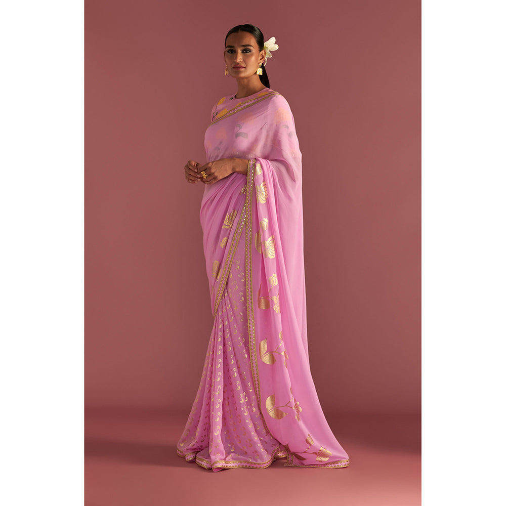 Masaba Blush Spring Bud Saree with Unstitched Blouse