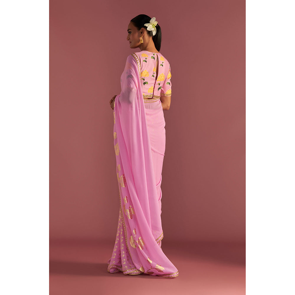 Masaba Blush Spring Bud Saree with Unstitched Blouse