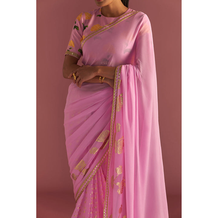 Masaba Blush Spring Bud Saree with Unstitched Blouse