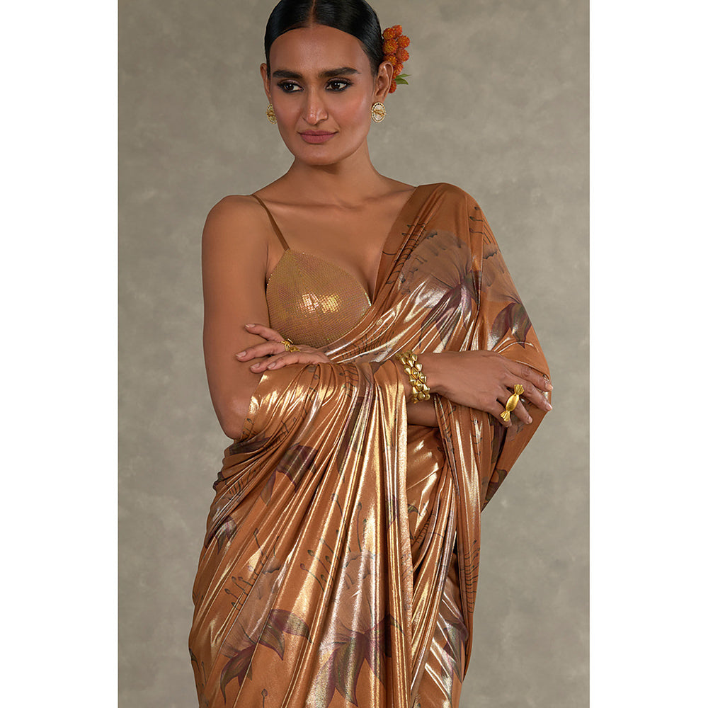 Masaba Ochre Masakali Saree with Unstitched Blouse