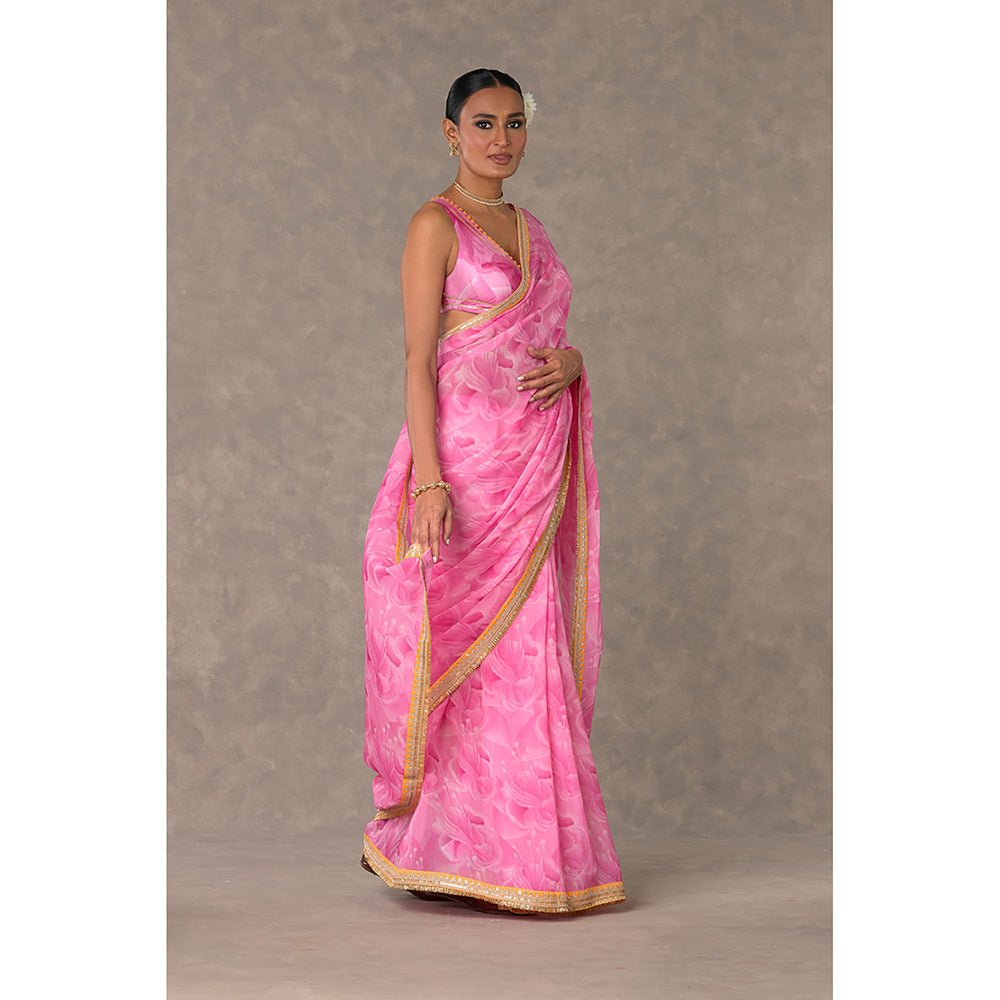 Masaba Pink Bloomerang Saree with Unstitched Blouse