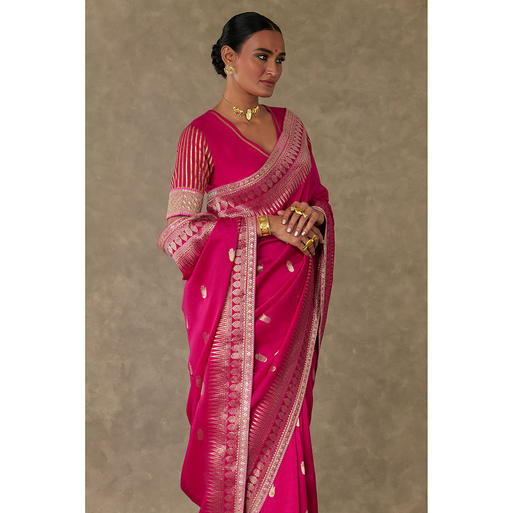 Masaba Magenta Haath Phool Saree with Unstitched Blouse