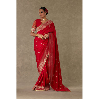 Masaba Red Haath Phool Saree with Unstitched Blouse