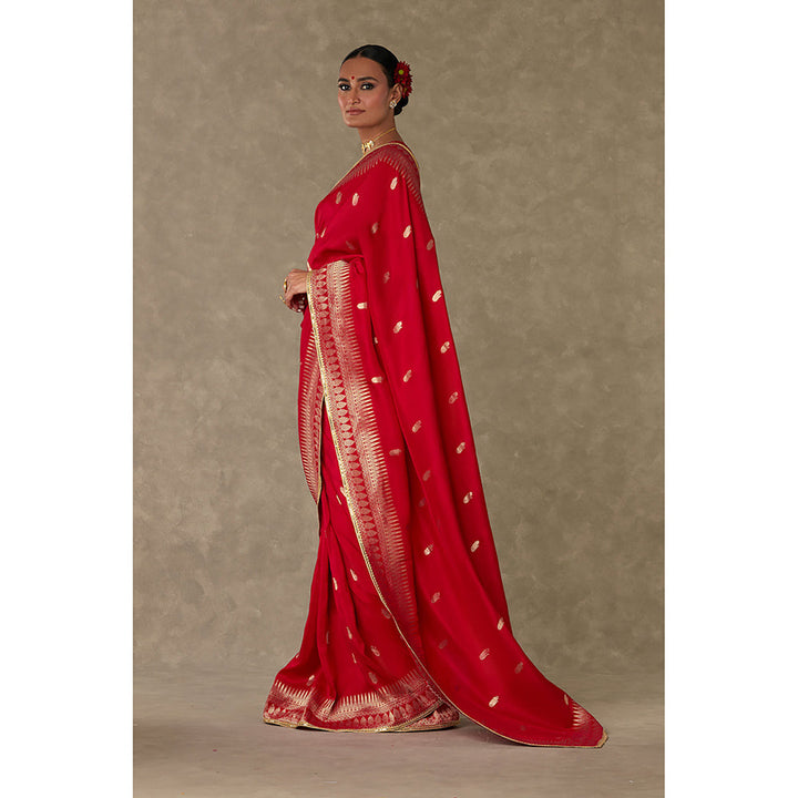 Masaba Red Haath Phool Saree with Unstitched Blouse