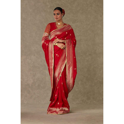 Masaba Red Haath Phool Saree with Unstitched Blouse