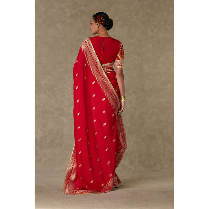 Masaba Red Haath Phool Saree with Unstitched Blouse