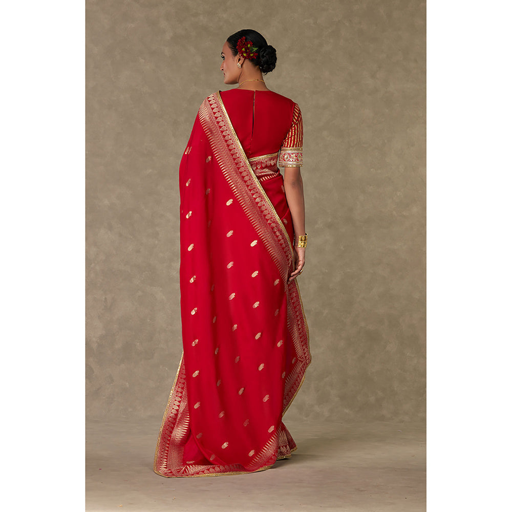 Masaba Red Haath Phool Saree with Unstitched Blouse