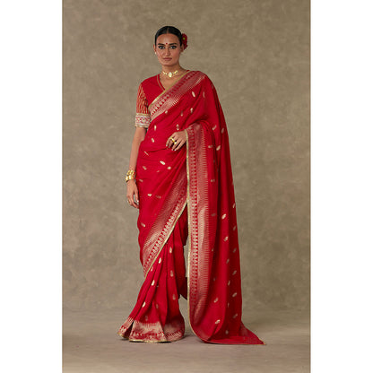 Masaba Red Haath Phool Saree with Unstitched Blouse