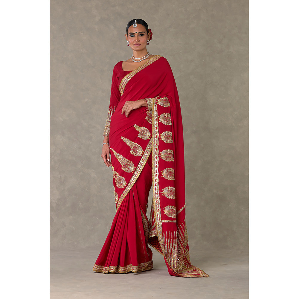 Masaba Red Son-Patti Saree with Unstitched Blouse