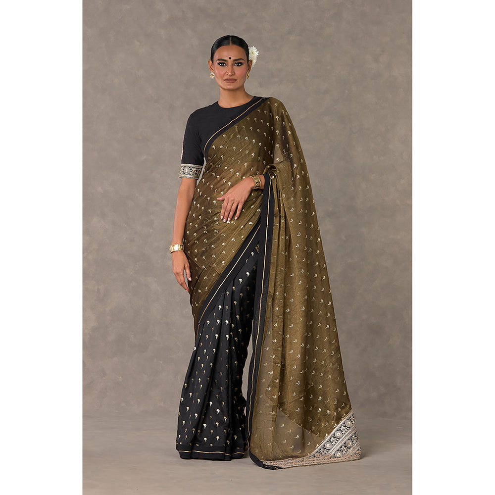 Masaba Black Winegarden Tissue Saree with Stitched Blouse