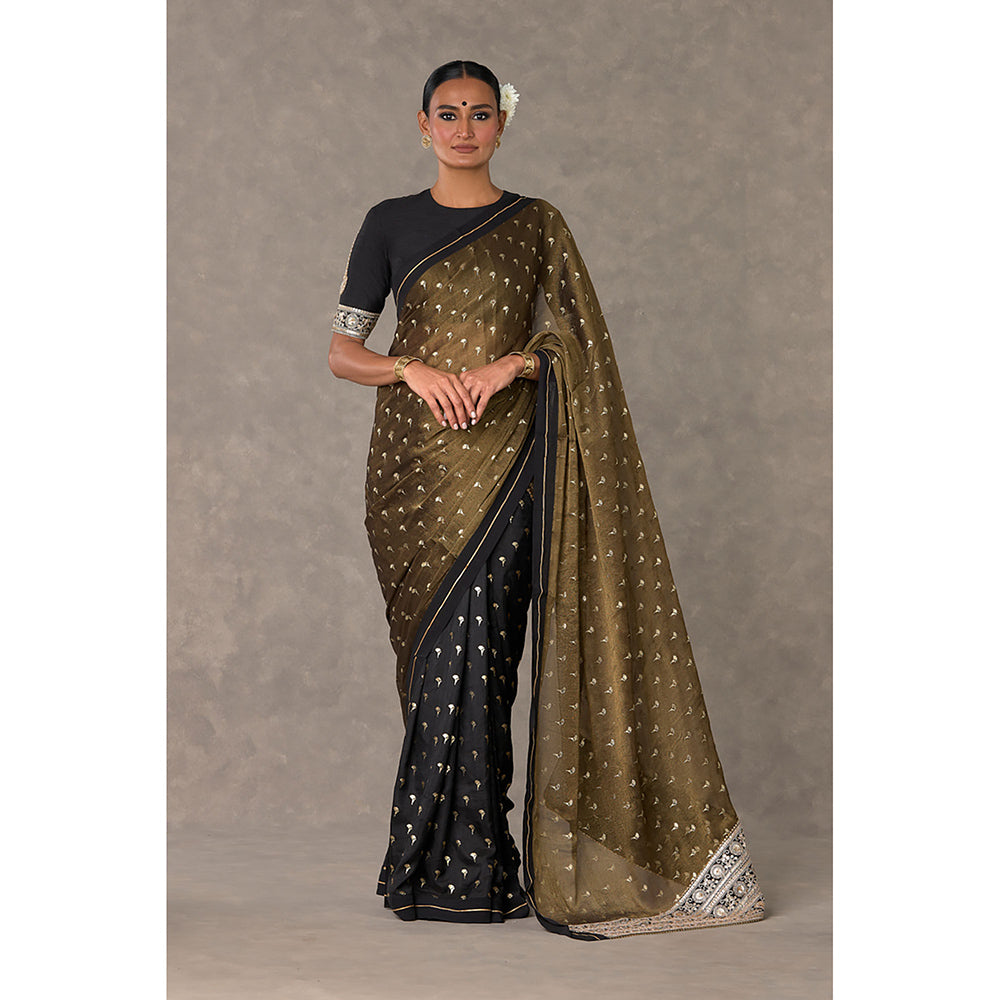Masaba Black Winegarden Tissue Saree with Stitched Blouse