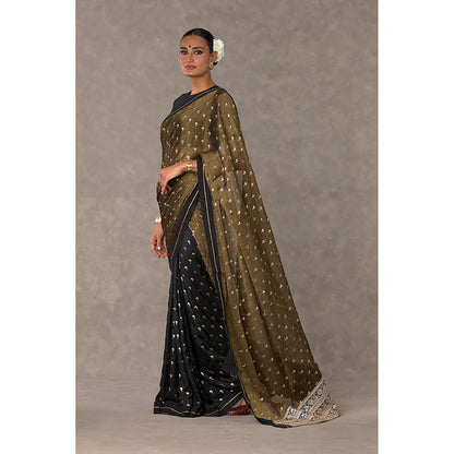 Masaba Black Winegarden Tissue Saree with Stitched Blouse