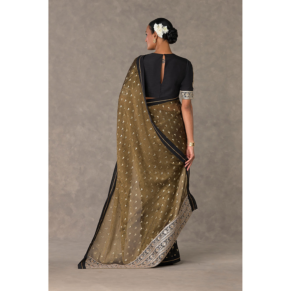 Masaba Black Winegarden Tissue Saree with Stitched Blouse