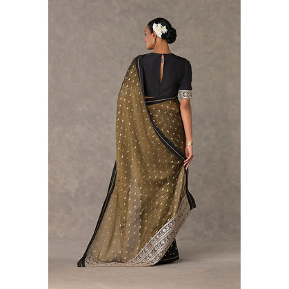 Masaba Black Winegarden Tissue Saree with Stitched Blouse