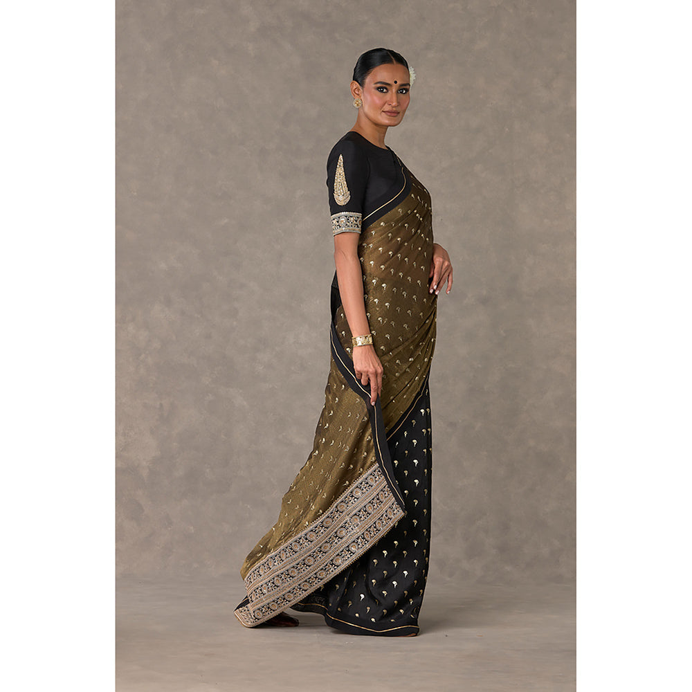 Masaba Black Winegarden Tissue Saree with Stitched Blouse
