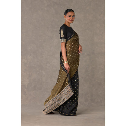 Masaba Black Winegarden Tissue Saree with Stitched Blouse