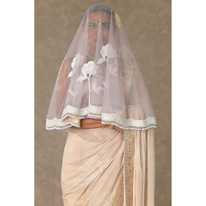 Masaba Ecru Gulaab Saree with Corset Stitched Blouse & Veil