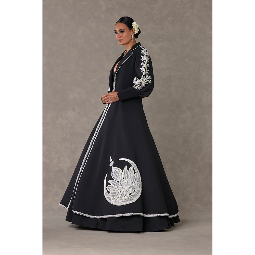 Masaba Black Chand Gown with Jacket & Can Can Skirt (Set of 3)