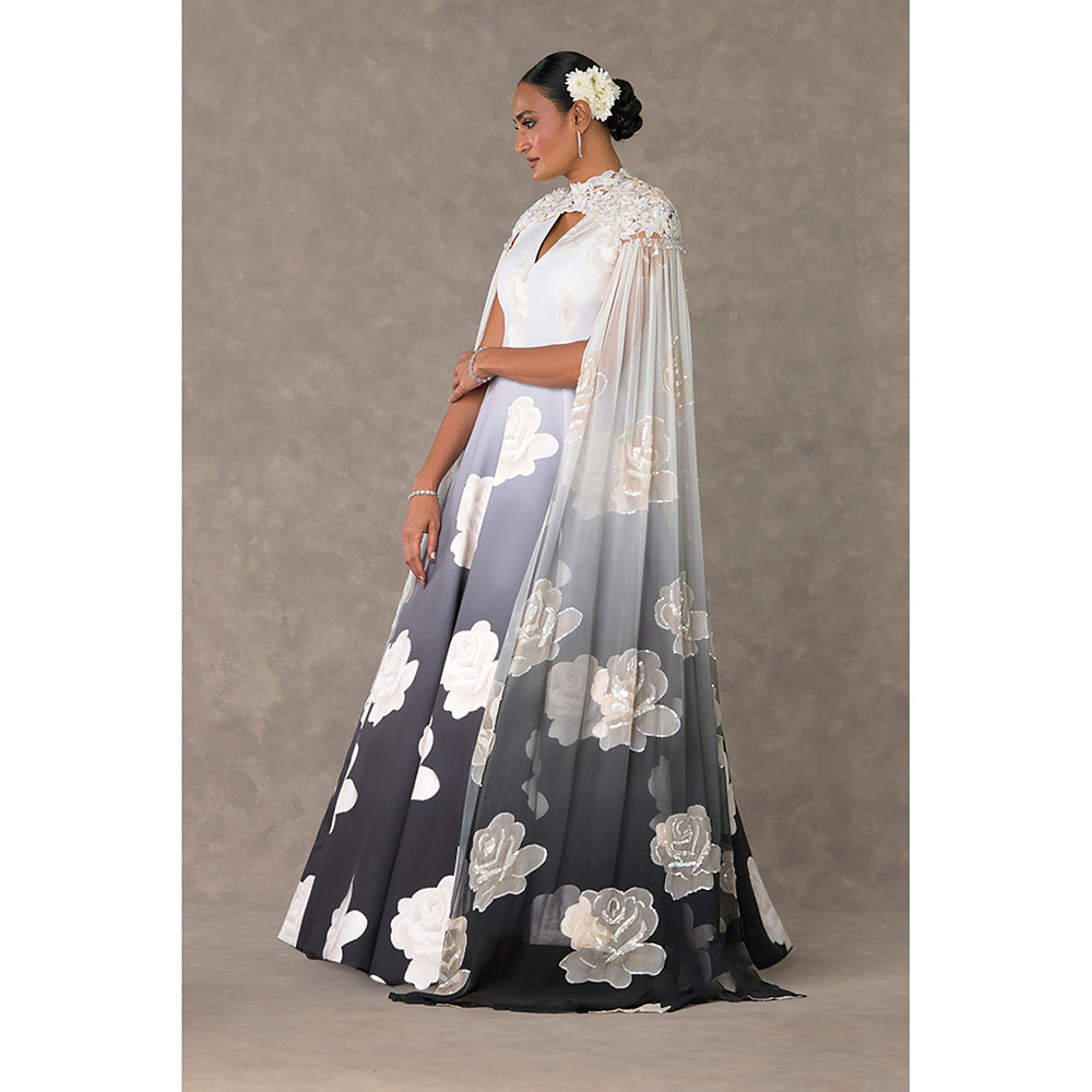 Masaba Monochrome Gulaab Gown with Cape & Inner Skirt (Set of 3)